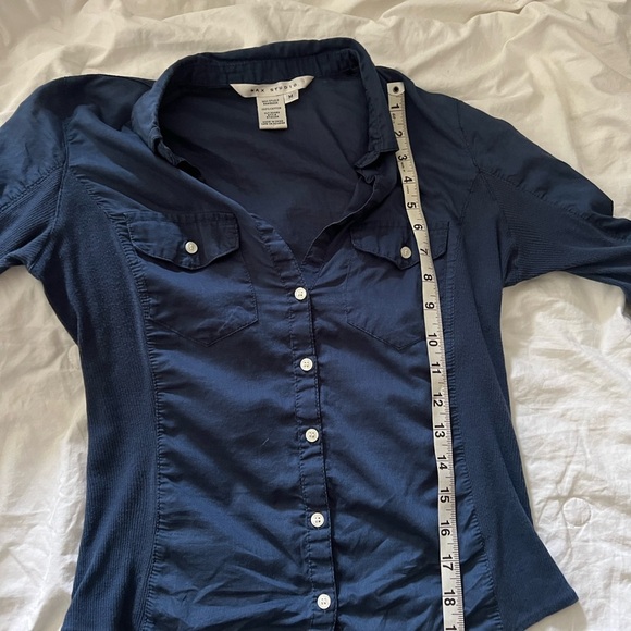 Max Studio 3/4 Sleeve 100% Cotton Button Down - Picture 6 of 7